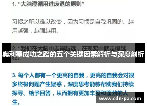 奥利塞成功之路的五个关键因素解析与深度剖析 奥利塞成功之路的五个关键因素解析与深度剖析